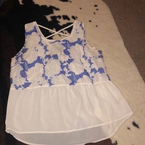 Blue Pepper white and blue tank top